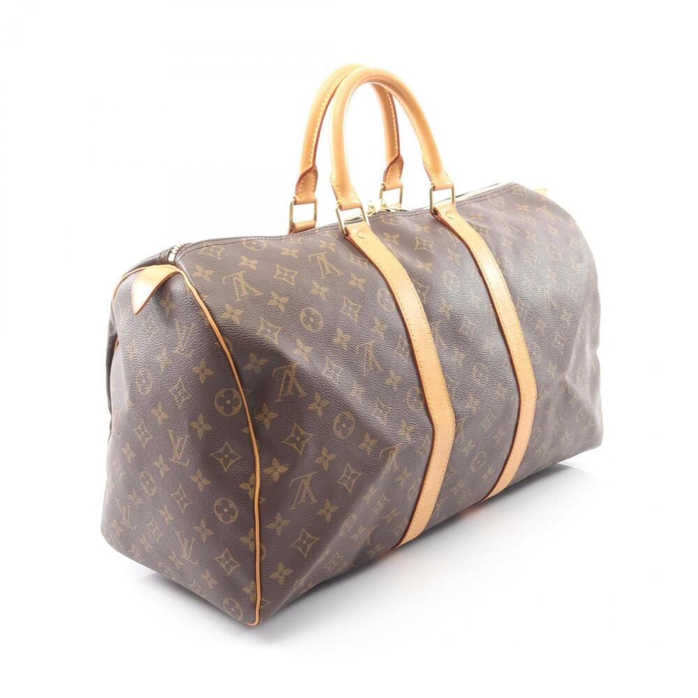 LOUIS VUITTON Authentic Brown Monogram Leather Keepall 45 Boston Bag - Picture 2 of 11